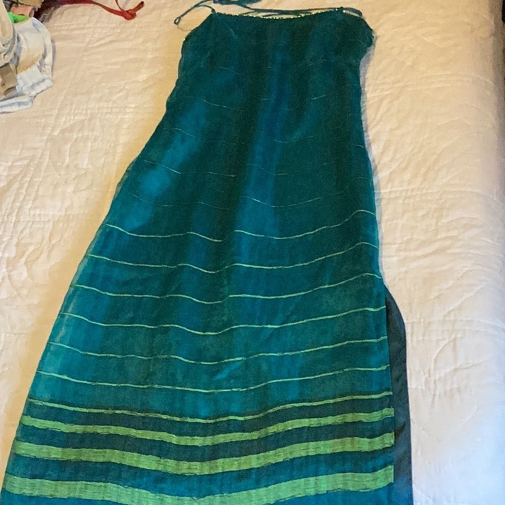 Georgiou studios women’s evening gown blue green Sz 10